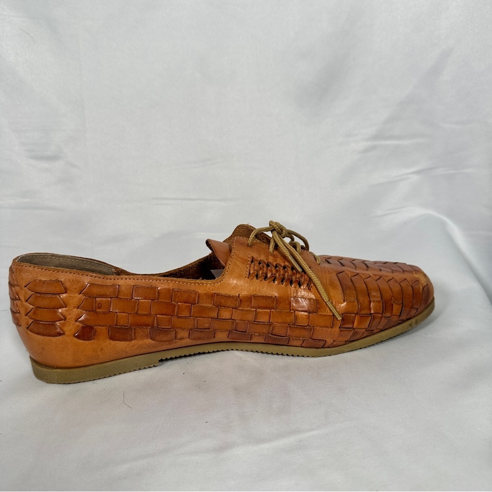 Saturday Knights Vintage Woven Leather Huarache Oxfords Tan Brazil Women’s 10 - Picture 9 of 15